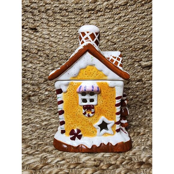 Christmas Gingerbread Tea Light Candle Wax Melt House Lori Grenier Ceramic - Picture 2 of 10